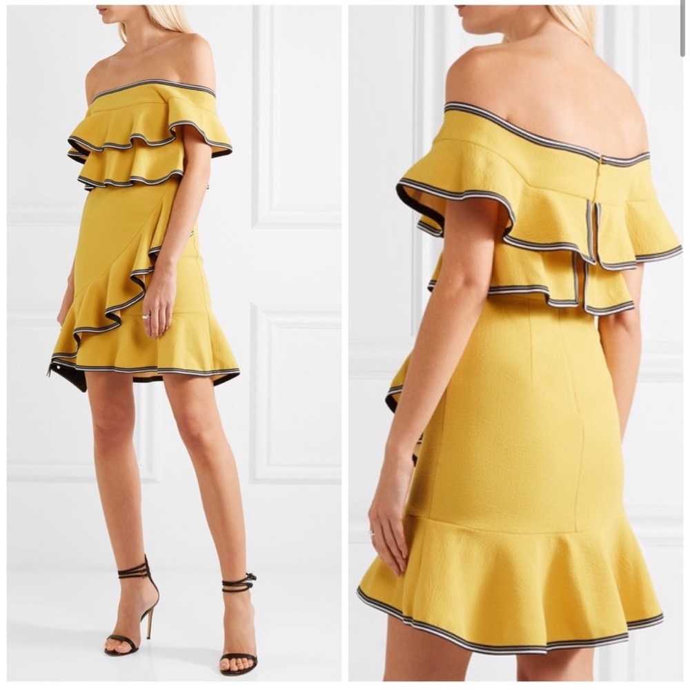 Rebecca Vallance Yellow Ruffle Flounce Dress Size 6